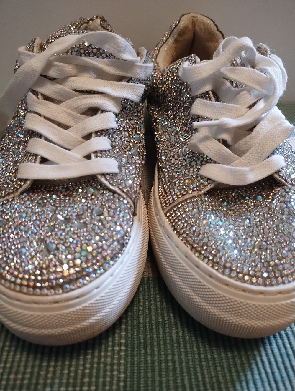 Betsy Johnson Sparkling Crystal Embellished Platform Sneakers - Silver